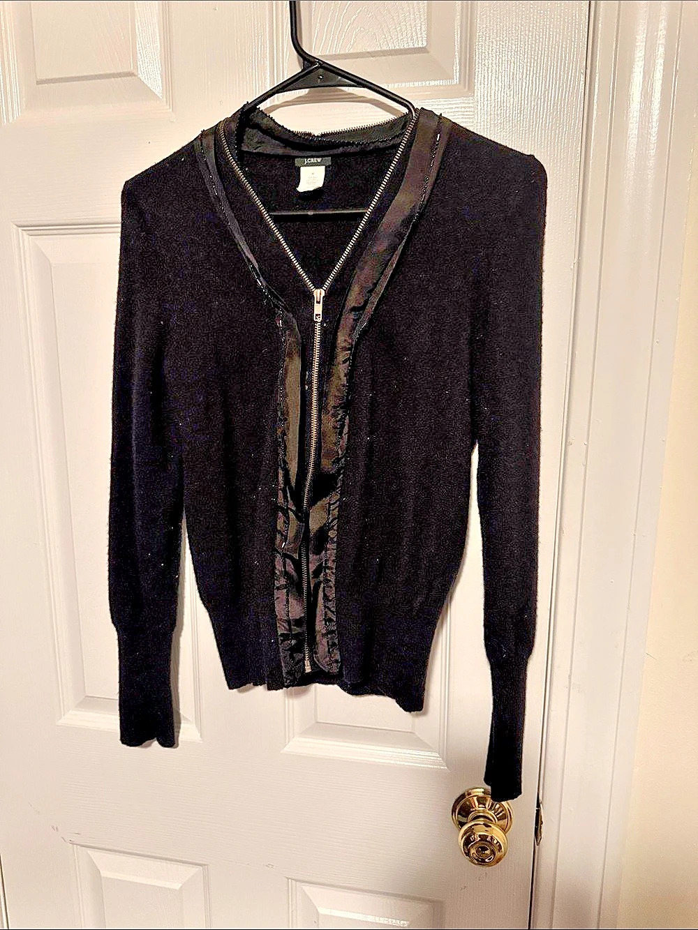 J.Crew Black Zip Front Wool Blend Size Medium